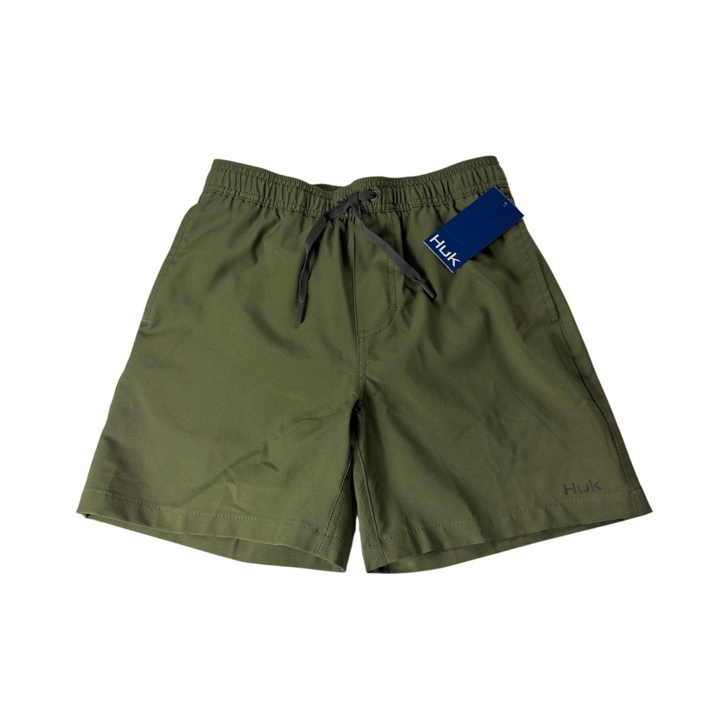 Huk Pursuit Volley‎ Youth Large Olive Green Fishing Swim Shorts H7200016 NWT